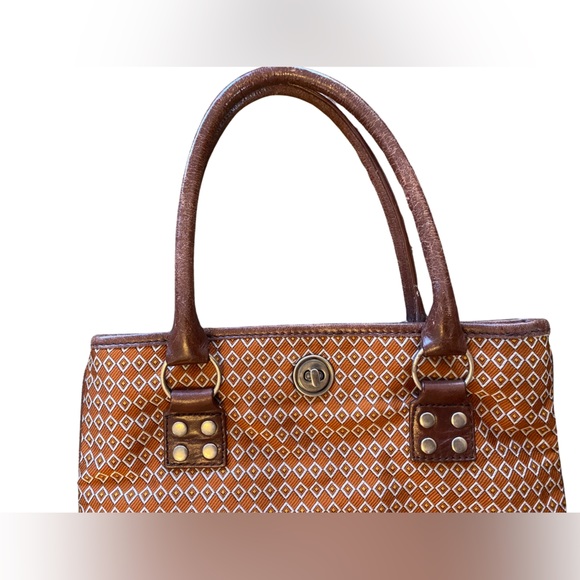 Cynthia rowley red print with red leather trim bag - Picture 4 of 4